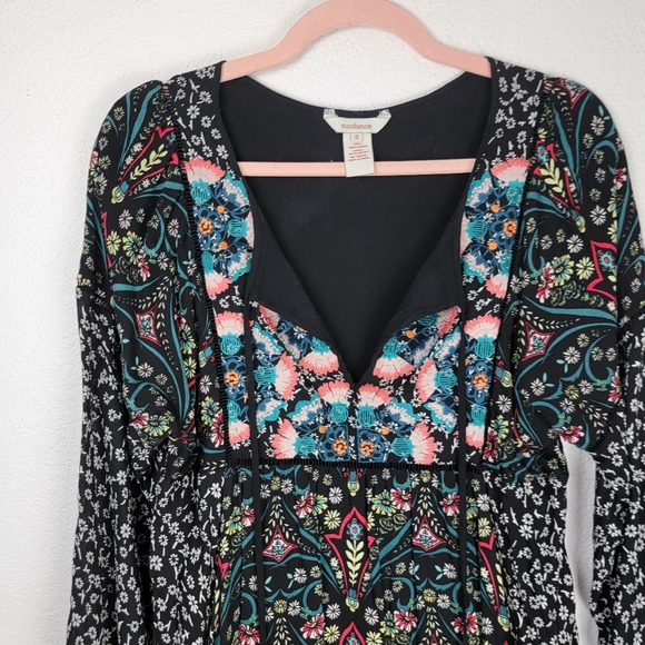 Sundance Chelsea Morning Long Sleeve Swing Knee Length Dress Black Small - Picture 5 of 8